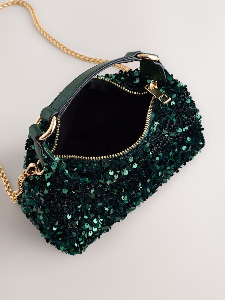 Green Sequin Mini Hand Held Bag - Image 2 of 5 Green Sequin Mini Hand Held Bag - Image 2 of 5