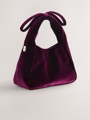 Burgundy Red Velvet Bow Mini Top Handle Bag - Image 1 of 5