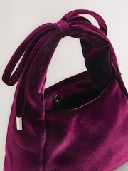 Burgundy Red Velvet Bow Mini Top Handle Bag - Image 4 of 5