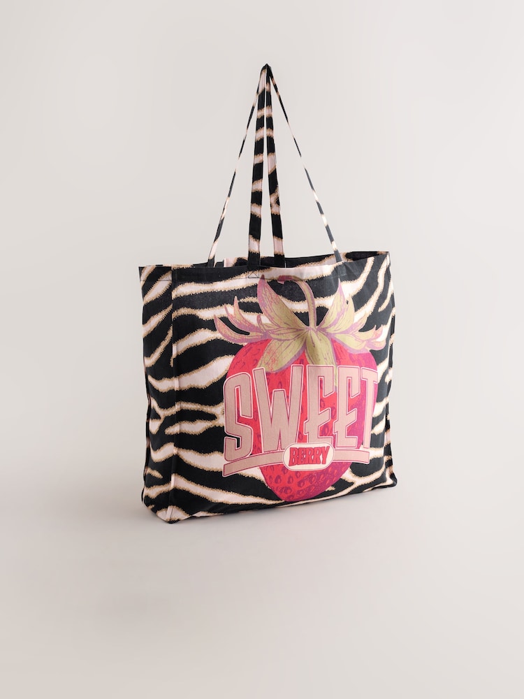 Animal Zebra Print 100% Cotton Lightweight Shopper Bag - Image 1 of 8