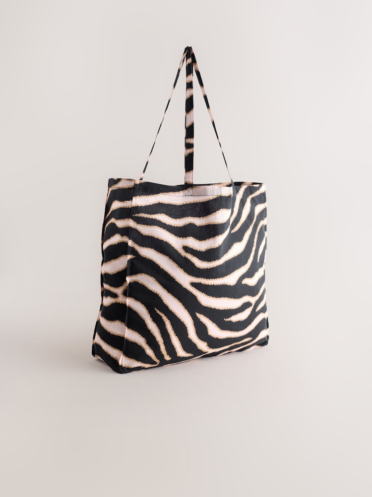 Animal Zebra Print 100% Cotton Lightweight Shopper Bag - Image 2 of 8
