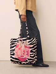 Animal Zebra Print 100% Cotton Lightweight Shopper Bag - Image 4 of 8