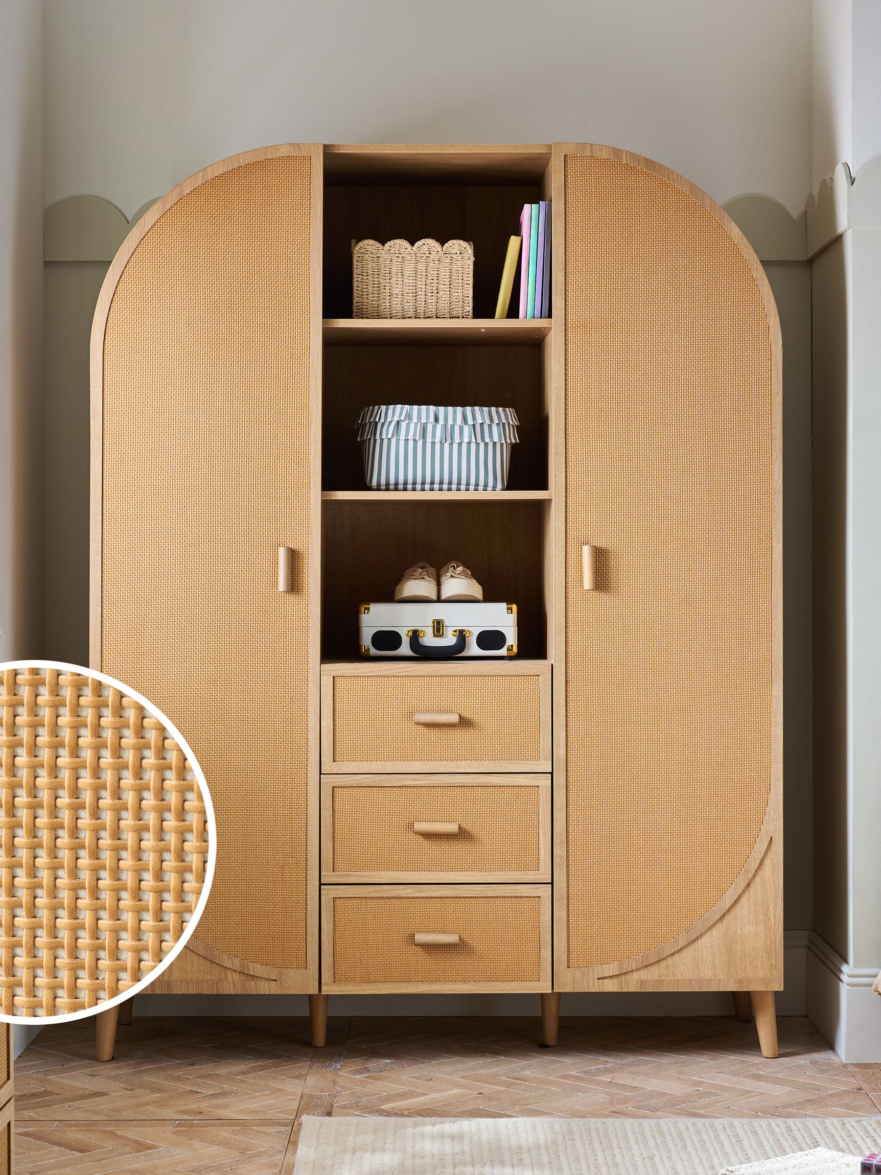 Buy Rattan Felix Triple, 3 drawers Wardrobe from the Next UK