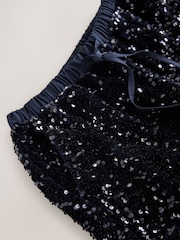 Navy Sequin Velvet Wide Leg Trousers - Image 2 of 3
