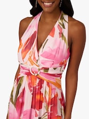 Adrianna Papell Pink Floral Chiffon Ring Gown - Image 5 of 6