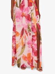 Adrianna Papell Pink Floral Chiffon Ring Gown - Image 6 of 6