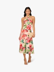 Adrianna Papell Pink Halter Flounce Dress - Image 3 of 6