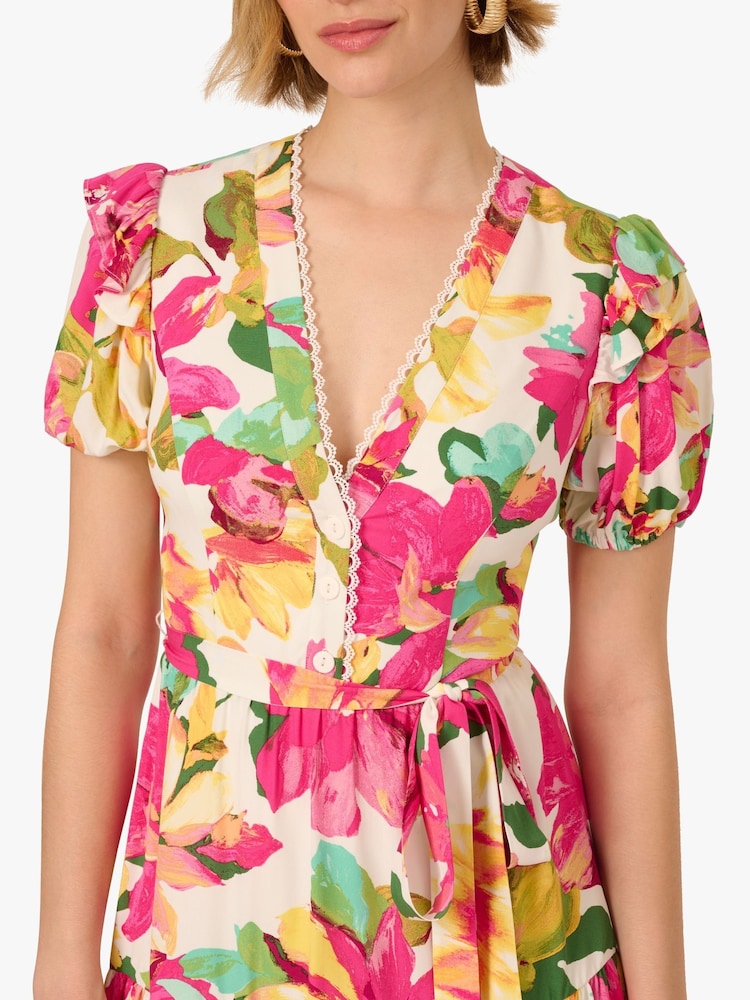 Adrianna By Adrianna Papell Pink Printed Short Dress - Image 5 of 7