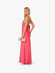Adrianna By Adrianna Papell Pink Stretch Satin Long Dress - Image 2 of 5