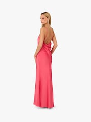 Adrianna By Adrianna Papell Pink Stretch Satin Long Dress - Image 3 of 5