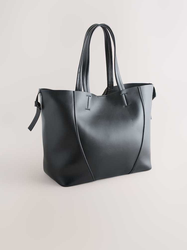 Black Faux Suede Mix Charm Shoulder Bag - Image 2 of 5