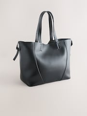 أسود - حقيبة كتف مزيج من قماش سويد صناعي مع زينة - Image 9 of 12