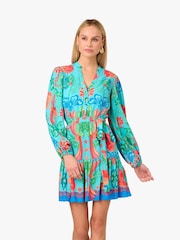 Adrianna By Adrianna Papell Blue Printed Short Dress - Image 1 of 7