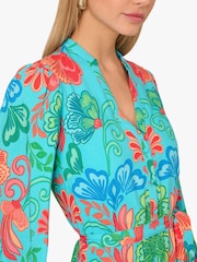 Adrianna By Adrianna Papell Blue Printed Short Dress - Image 5 of 7