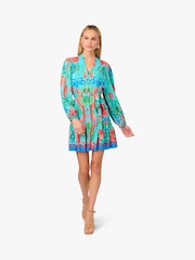 Adrianna By Adrianna Papell Blue Printed Short Dress - Image 6 of 7