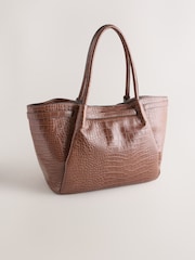 Tan Brown Belted Croc Shoulder Bag - Image 6 of 9