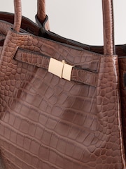 Tan Brown Belted Croc Shoulder Bag - Image 8 of 9
