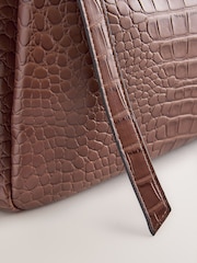 Tan Brown Belted Croc Shoulder Bag - Image 9 of 9