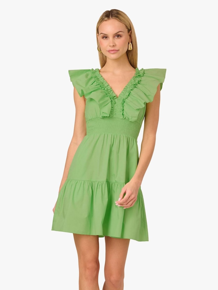 Adrianna By Adrianna Papell Rochie Scurtă cu Volane Verde - Image 1 of 7