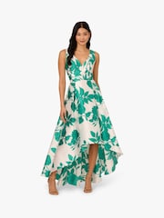 Adrianna Papell High Low Print Mikado White Dress - Image 2 of 6