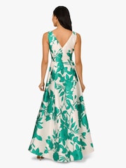 Adrianna Papell High Low Print Mikado White Dress - Image 3 of 6