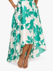 Adrianna Papell High Low Print Mikado White Dress - Image 6 of 6