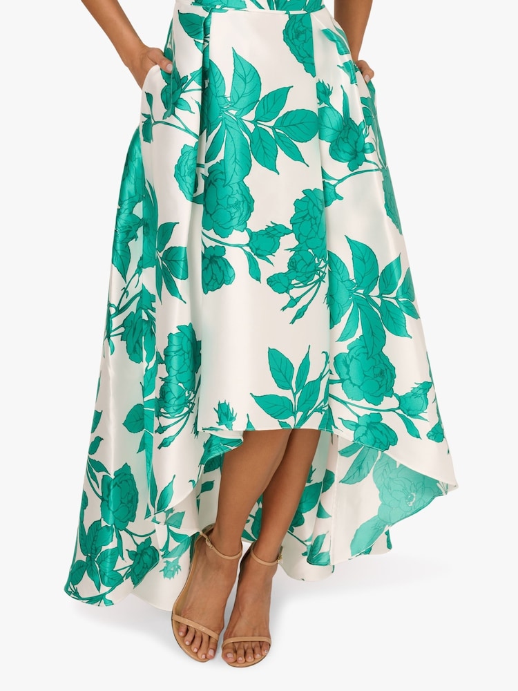 Adrianna Papell High Low Print Mikado White Dress - Image 6 of 6