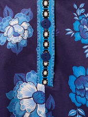 Adrianna By Adrianna Papell Blue Printed Playsuit - Imagen 3 de 7