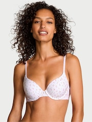 Victoria's Secret White Ditsy Full Cup Push Up Cotton Logo Bra - Image 1 of 3