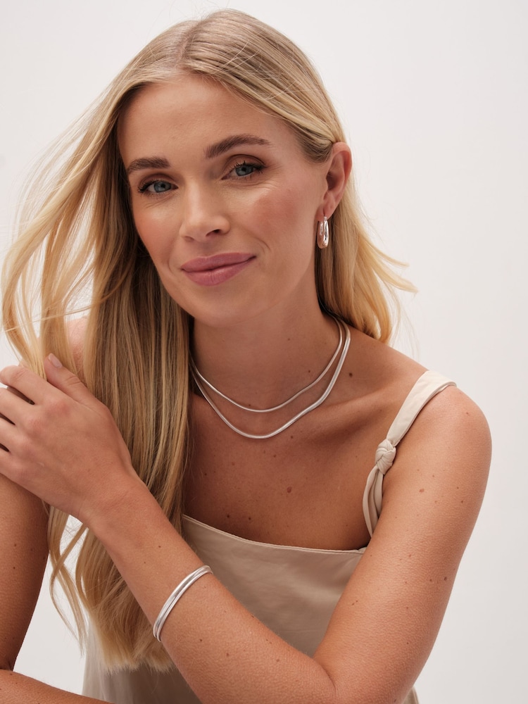 Jon Richard Silver Tone Plated Double Row Snake Chain Necklace - Image 2 of 3