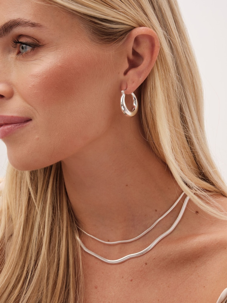Jon Richard Silver Tone Plated Double Row Snake Chain Necklace - Image 3 of 3