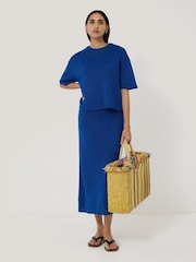 Jigsaw Blue Linen Knitted Skirt - Image 1 of 6
