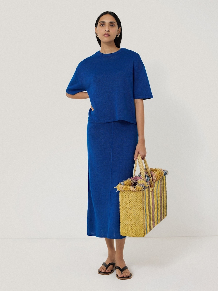 Jigsaw Blue Linen Knitted Skirt - Image 1 of 6