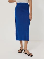 Jigsaw Blue Linen Knitted Skirt - Image 2 of 6
