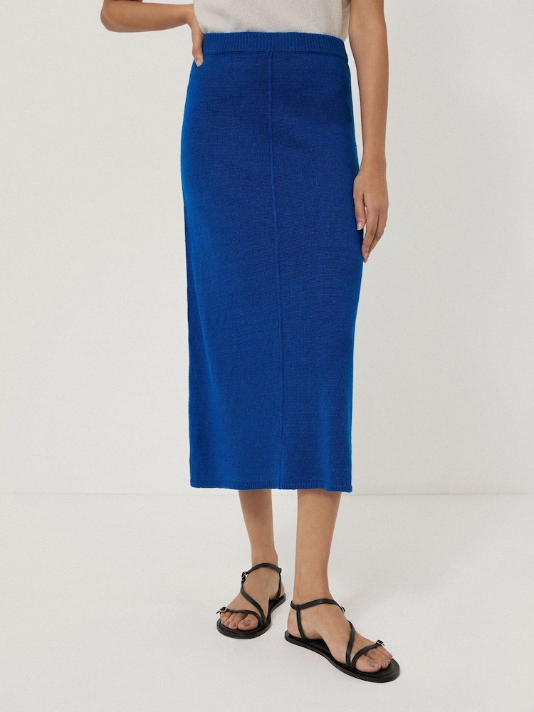 Jigsaw Blue Linen Knitted Skirt - Image 2 of 6