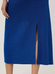 Jigsaw Blue Linen Knitted Skirt - Image 3 of 6