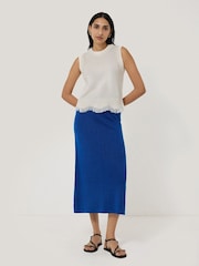 Jigsaw Blue Linen Knitted Skirt - Image 5 of 6