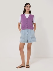 Jigsaw Purple Linen Button Through Tank - Image 1 of 6
