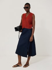 Jigsaw Red Linen Button Through Tank - Image 2 of 6