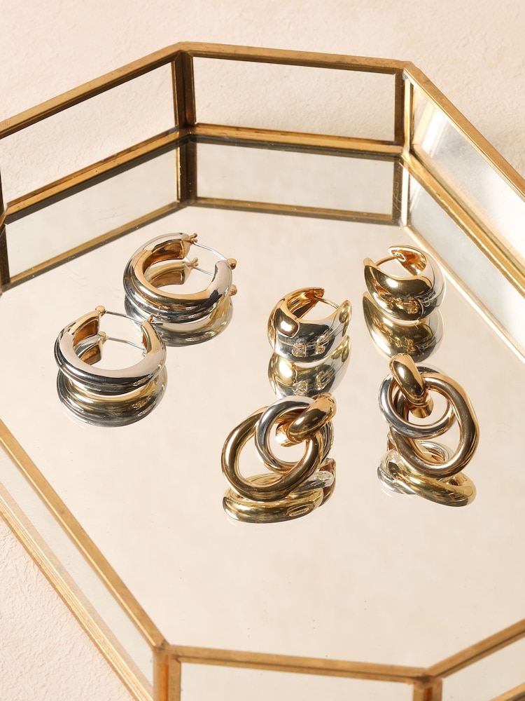 Jon Richard Gold Two Tone Hoop Earrings - Image 1 of 1 Jon Richard Gold Two Tone Hoop Earrings - Image 1 of 1