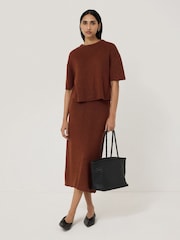 Jigsaw Brown Linen Knitted Skirt - Image 1 of 6
