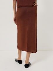 Jigsaw Brown Linen Knitted Skirt - Image 4 of 6