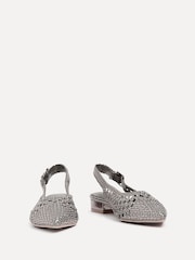 Linzi Silver Carolina Low Heeled Woven Slingback Courts - Image 3 of 6