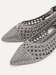 Linzi Silver Carolina Low Heeled Woven Slingback Courts - Image 4 of 6