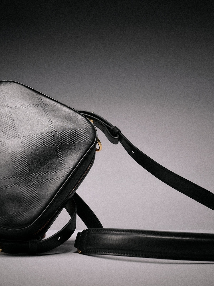 Barbour® Black Daphne Deboss Leather Crossbody Bag - Image 2 of 3