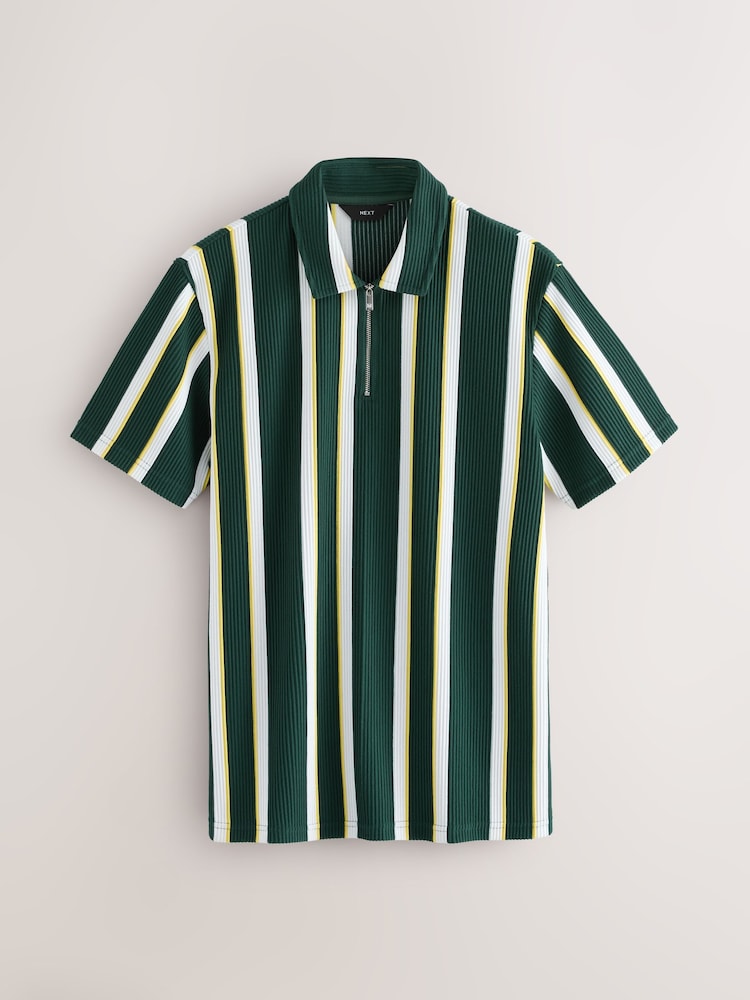 Verde/amarillo - Camisa de rayas texturizadas de punto - Imagen 1 de 3