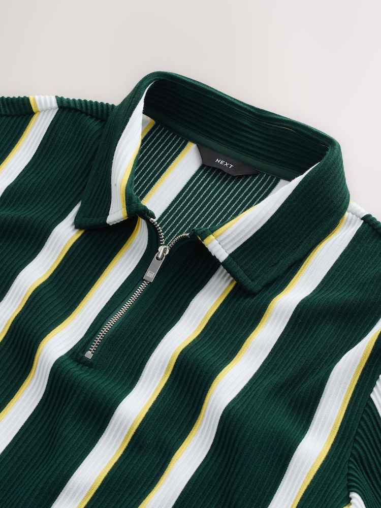 Verde/amarillo - Camisa de rayas texturizadas de punto - Imagen 3 de 3