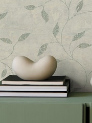 Graham & Brown Sage Boutique Ornamental Leaf A4 Wallpaper Sample - Image 1 of 3