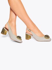 Kurt Geiger London Cream Chelsea Block Slingback Shoes - Image 1 of 5