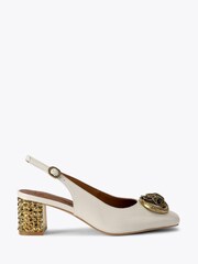 Kurt Geiger London Cream Chelsea Block Slingback Shoes - Image 2 of 5